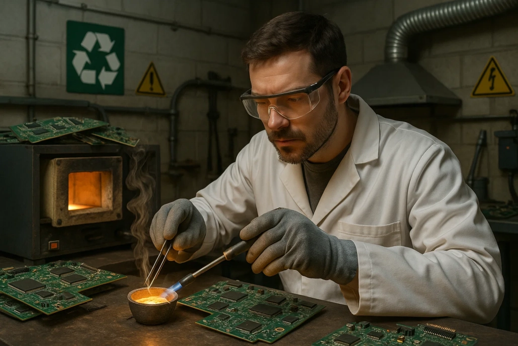 استخراج طلا از برد های الکترونیکی با استفاده از روش حرارتی و ذوب