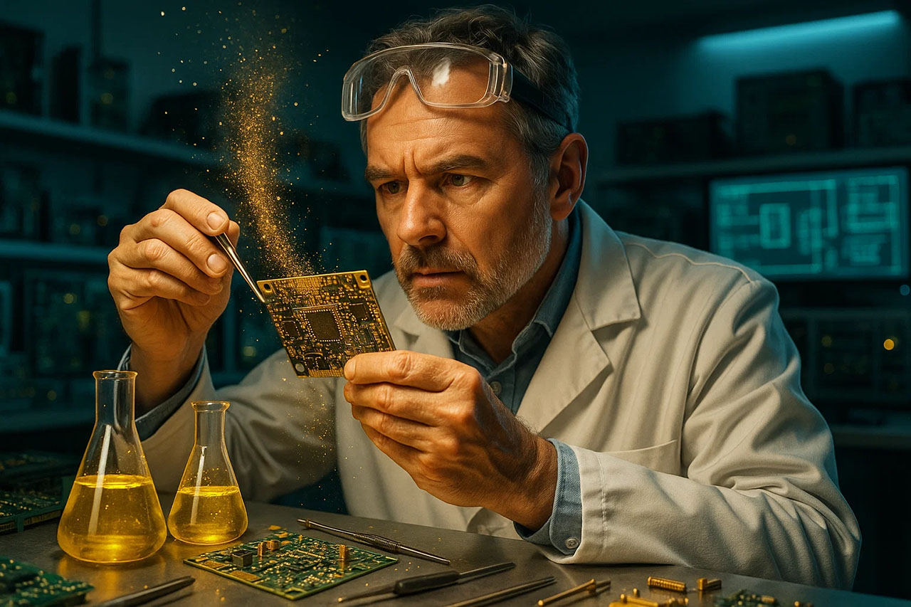 استخراج طلا از برد های الکترونیکی سوخته