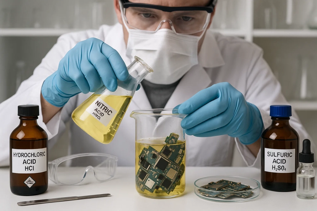 بازیافت و استخراج طلا از برد موبایل های قدیمی با روش اسید نیتریک