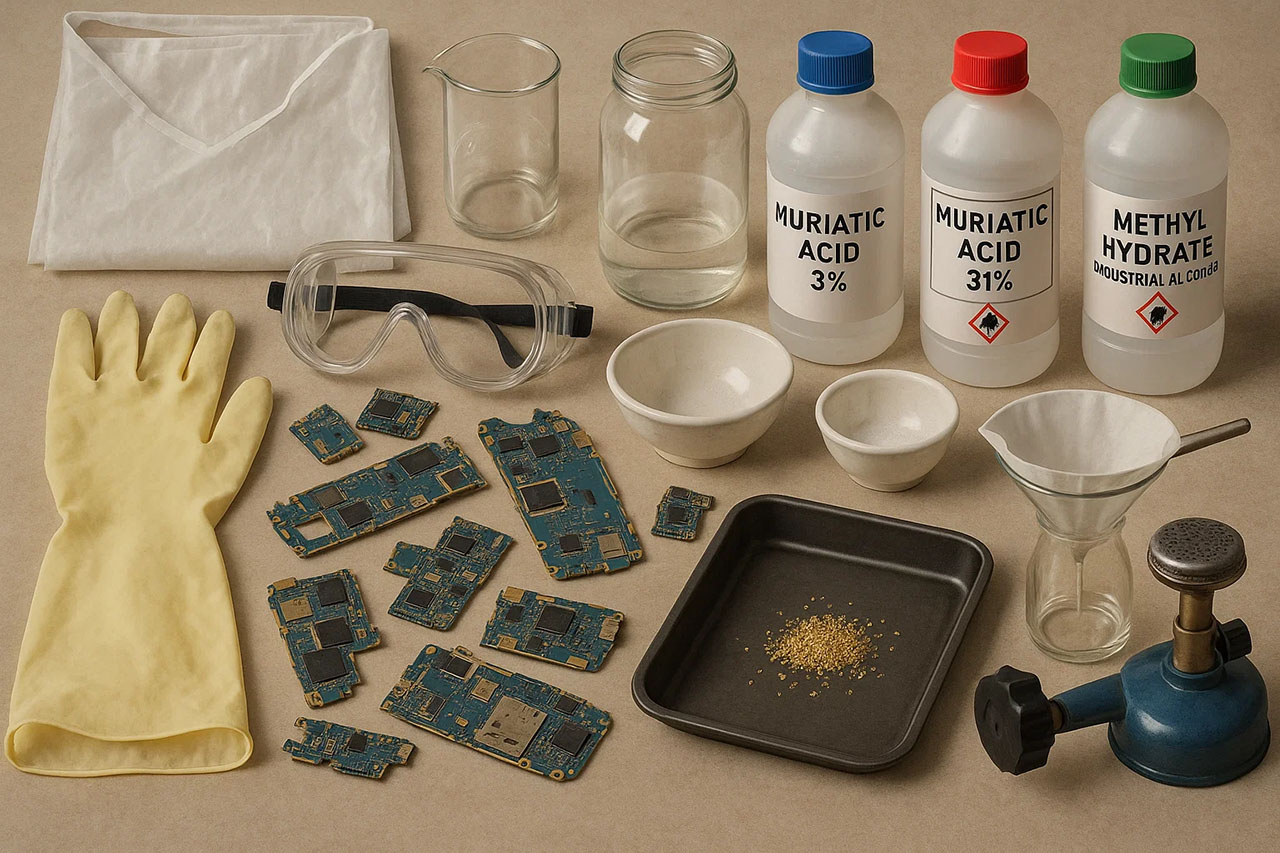 مواد لازم برای استخراج طلا از برد موبایل