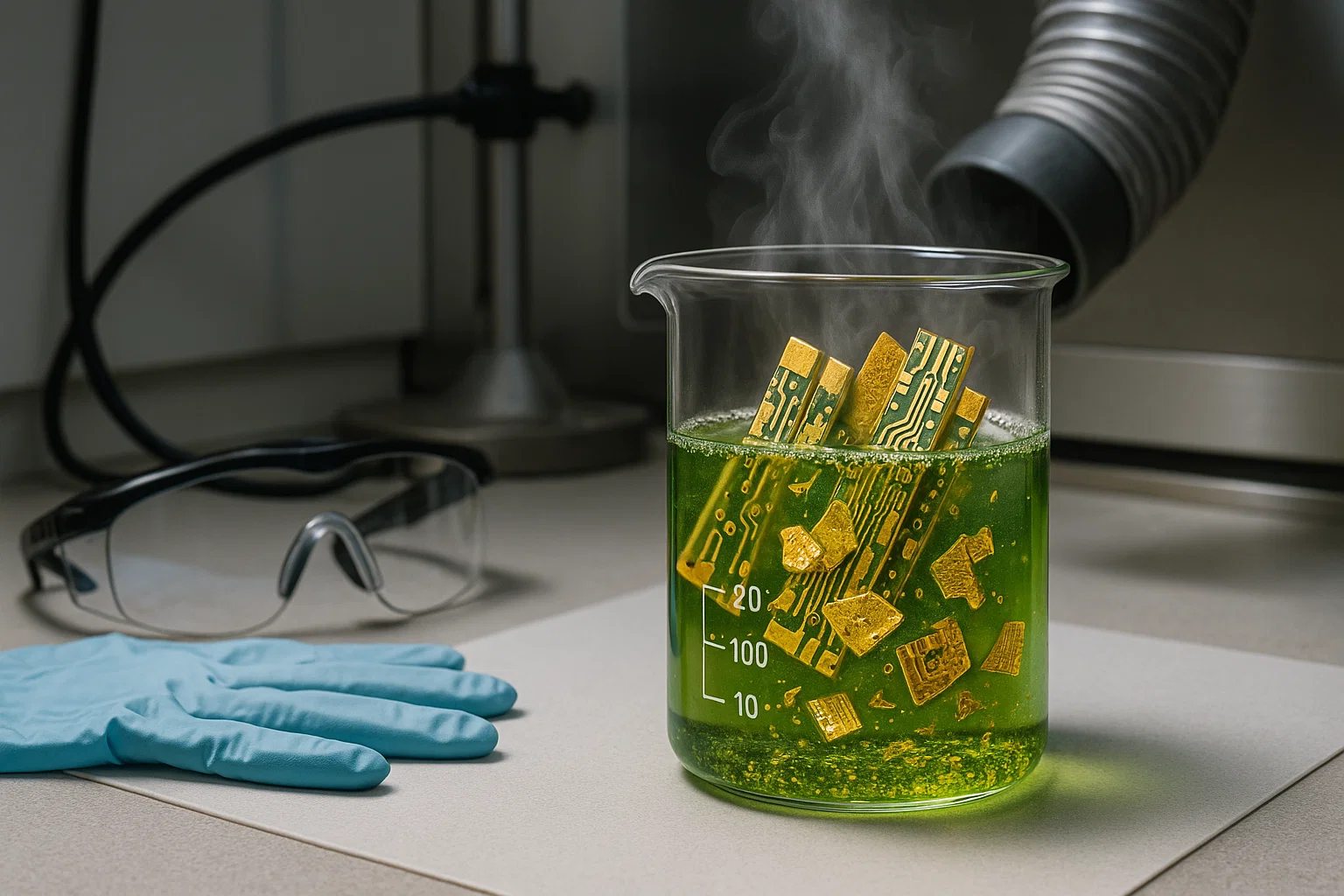 استخراج طلا از برد با اسید نیتریک (روش نیتریک)