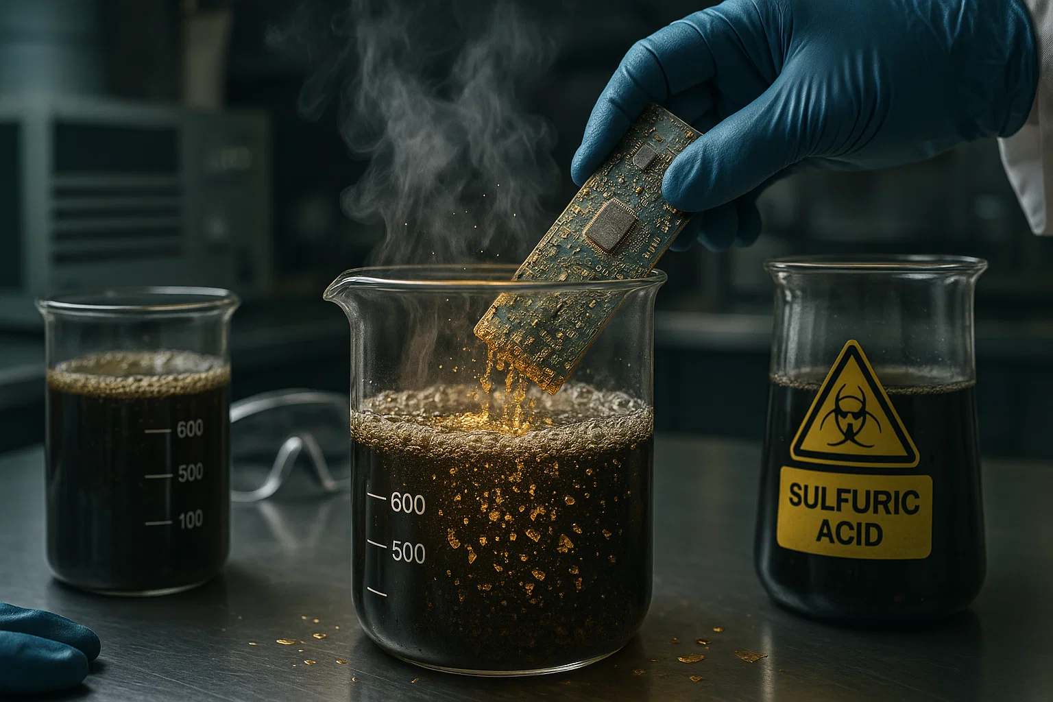 استخراج طلا از برد با اسید سولفوریک