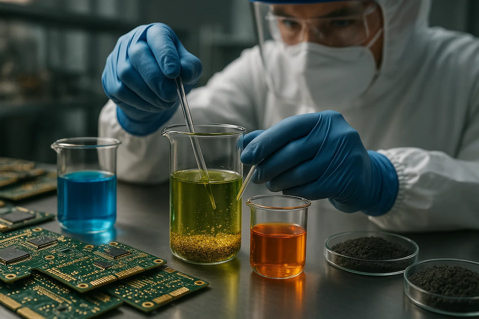 استخراج طلا از برد الکترونیکی و خاک با اسید