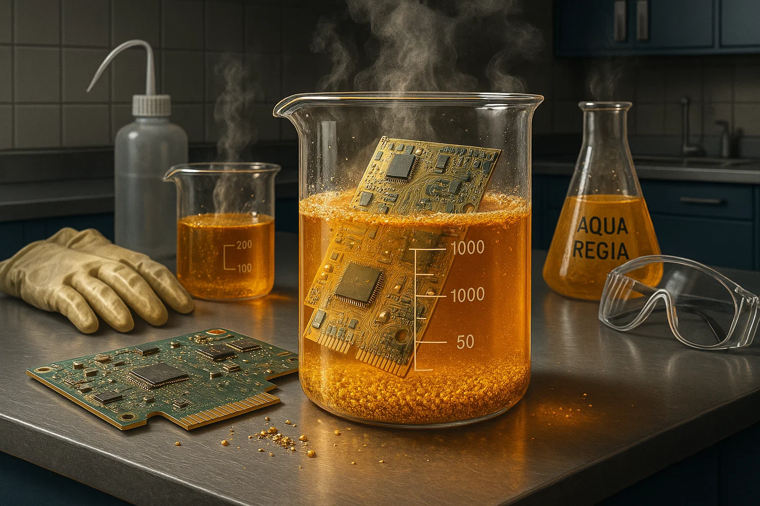 استخراج طلا از برد با تیزاب سلطانی